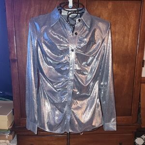 Silver Metallic Long Sleeve Shirt